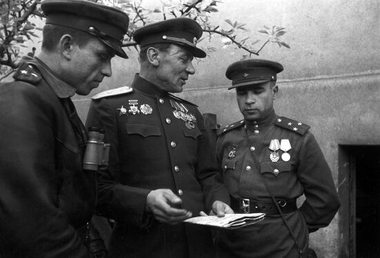 Commander V. Smirnov with officers