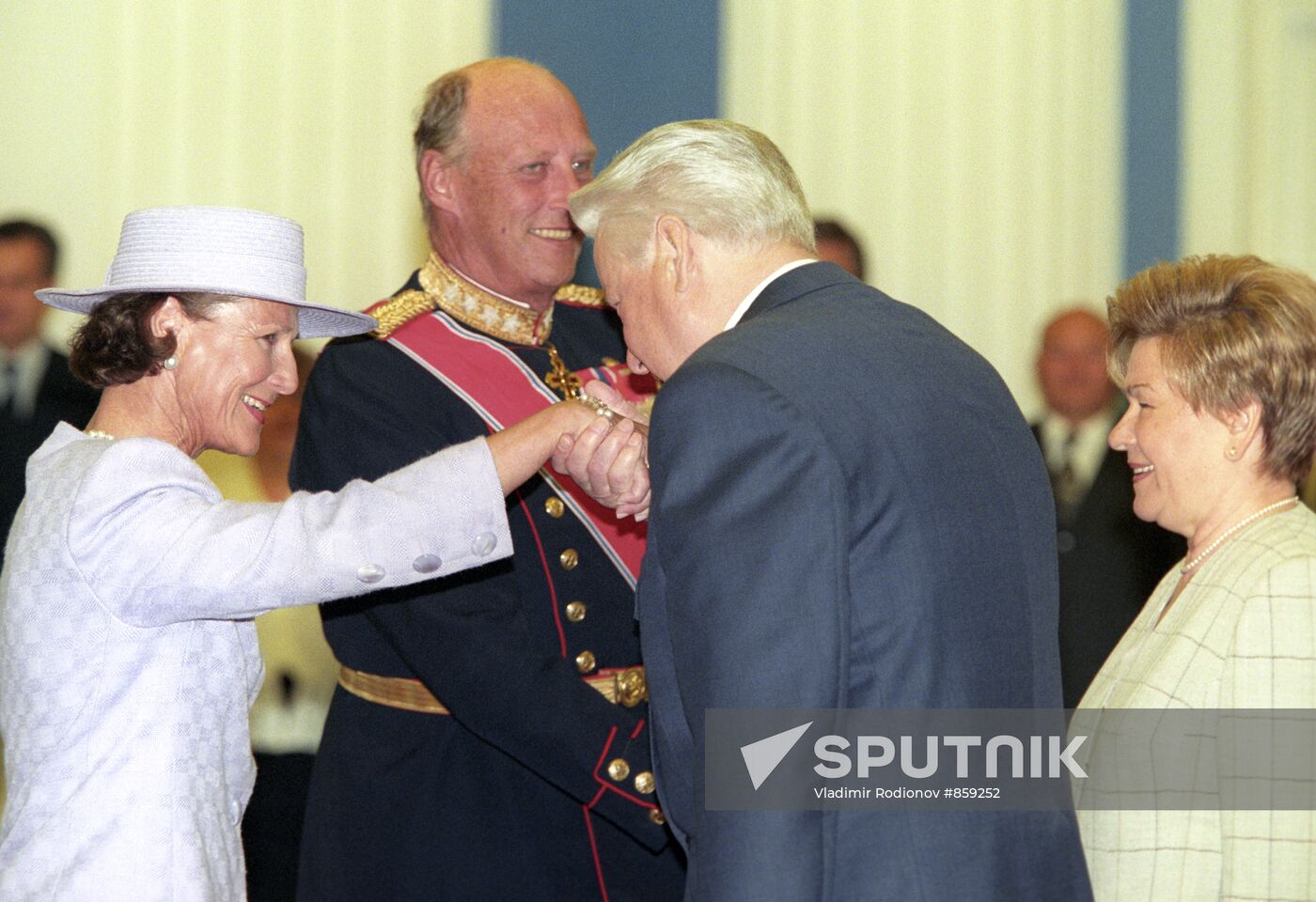 King of Norway Harald V, Queen Sonja and Boris Yeltsin