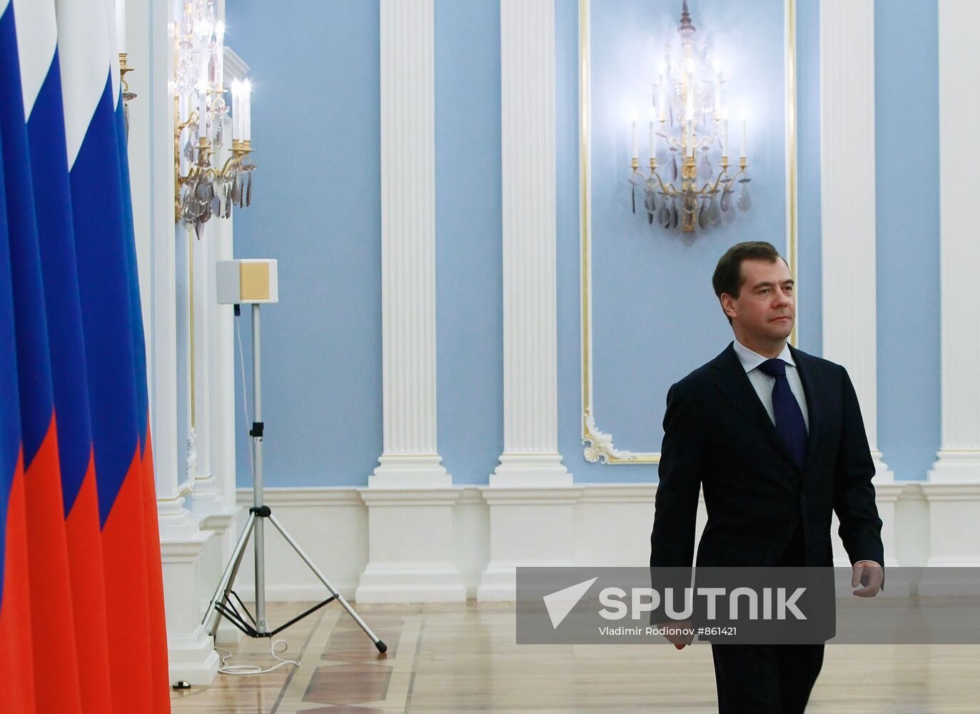 Russian President Dmitry Medvedev holds meeting