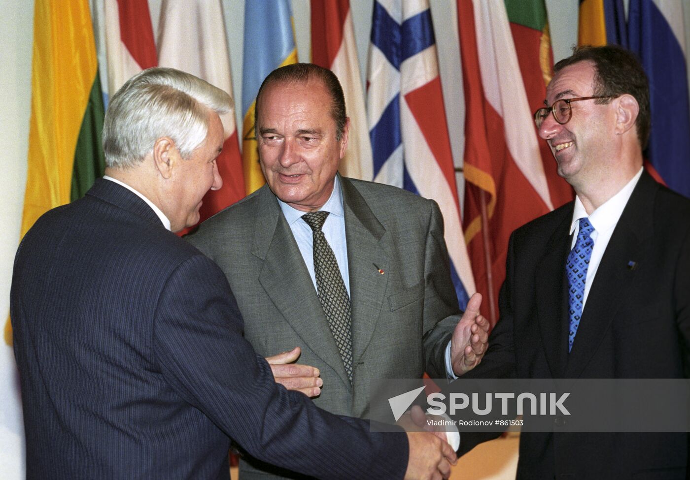 B. Yeltsin, J. Chirac and D. Tarshis in Strasburg
