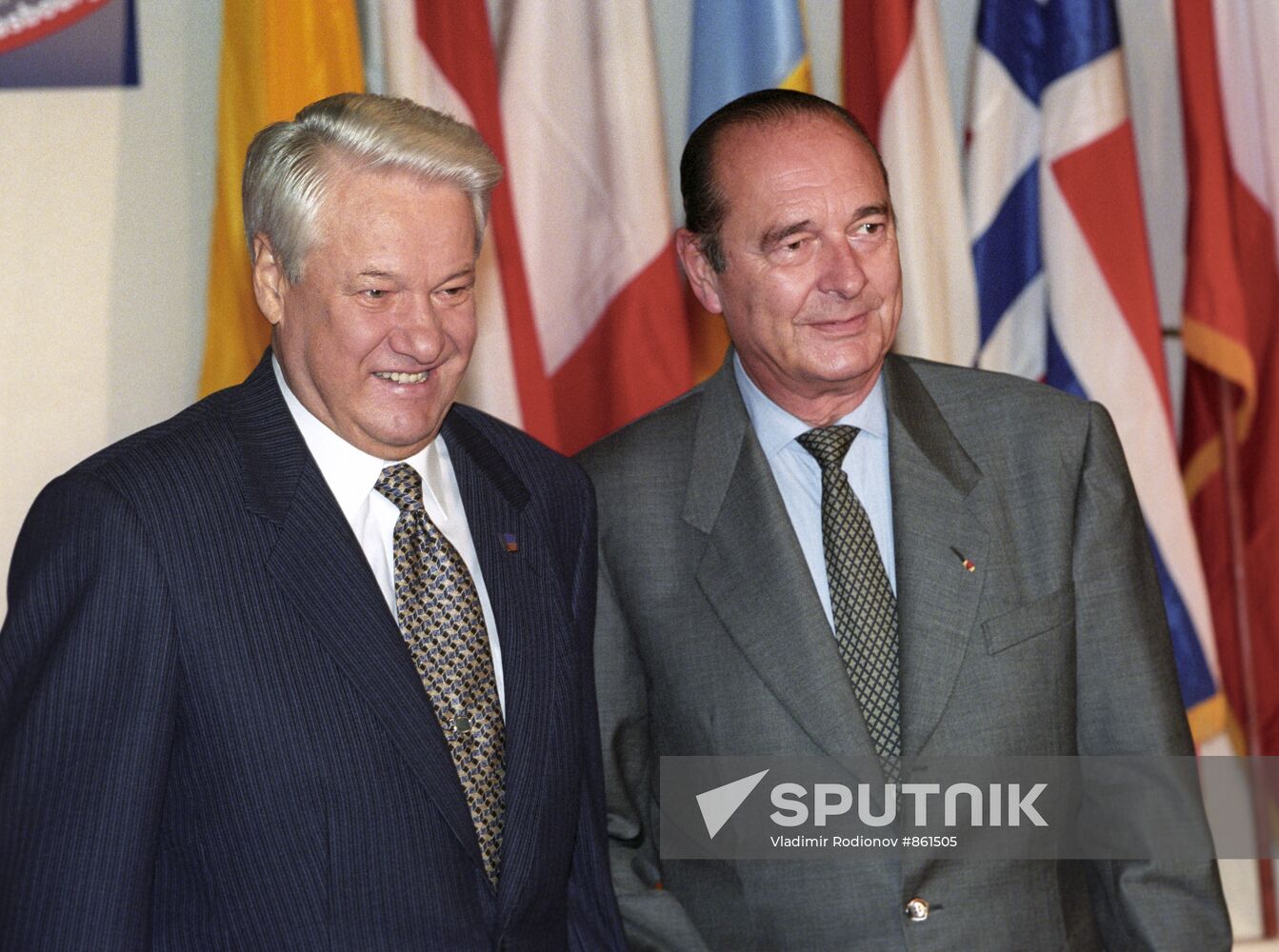 B. Yeltsin and J. Chirac at the meeting of the Council of Europe
