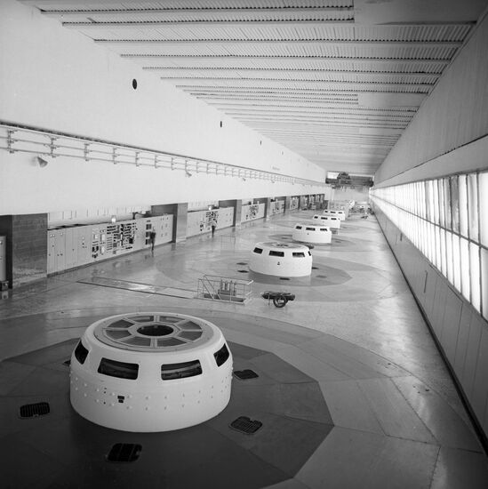 Turbine room at the Pļaviņas hydropower plant