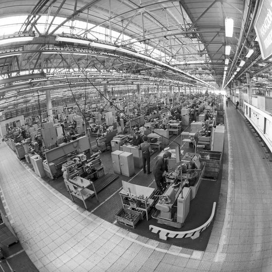 Turret lathe section of tool repair shop