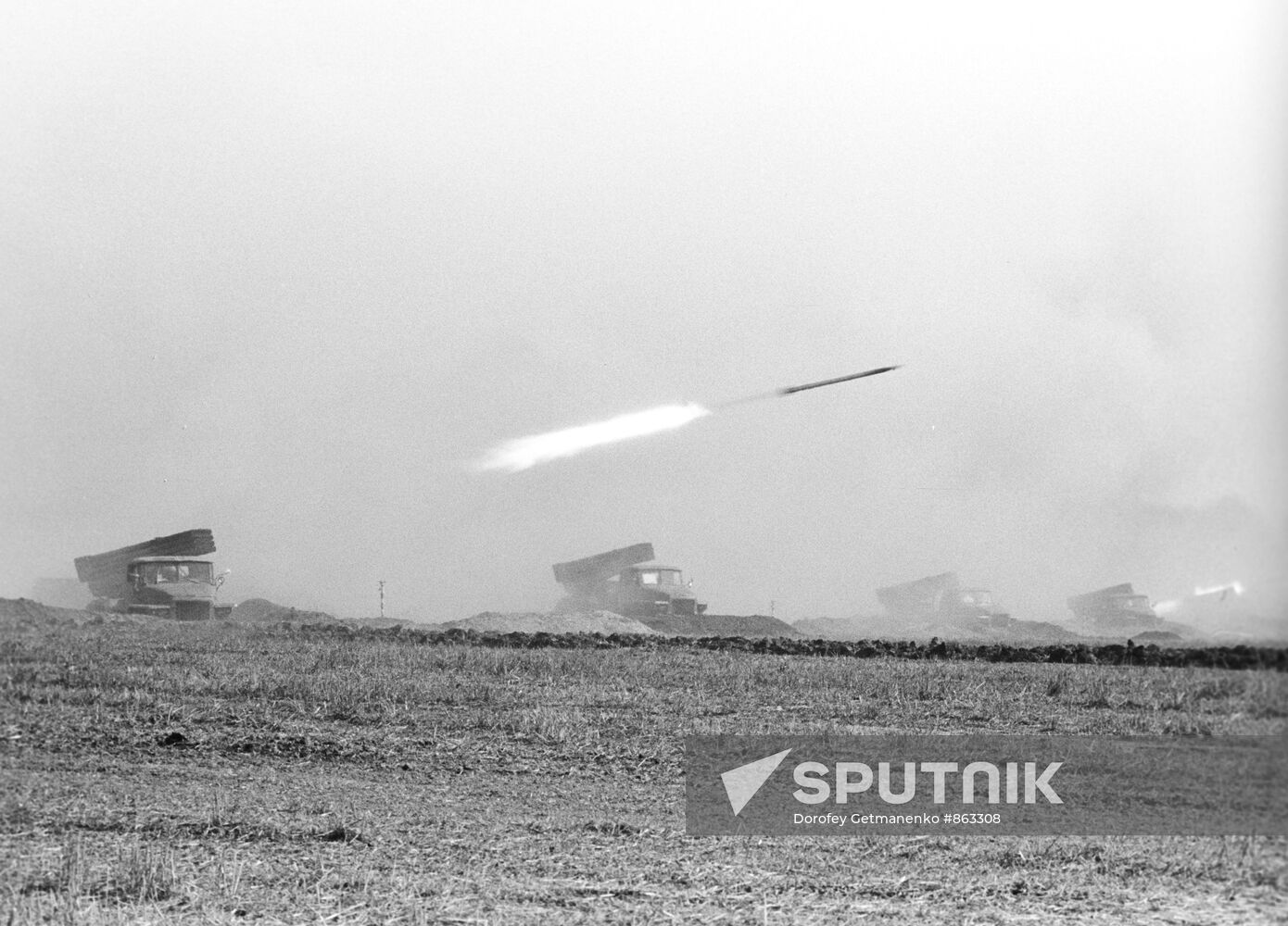 Salvo fire of rocket artillery