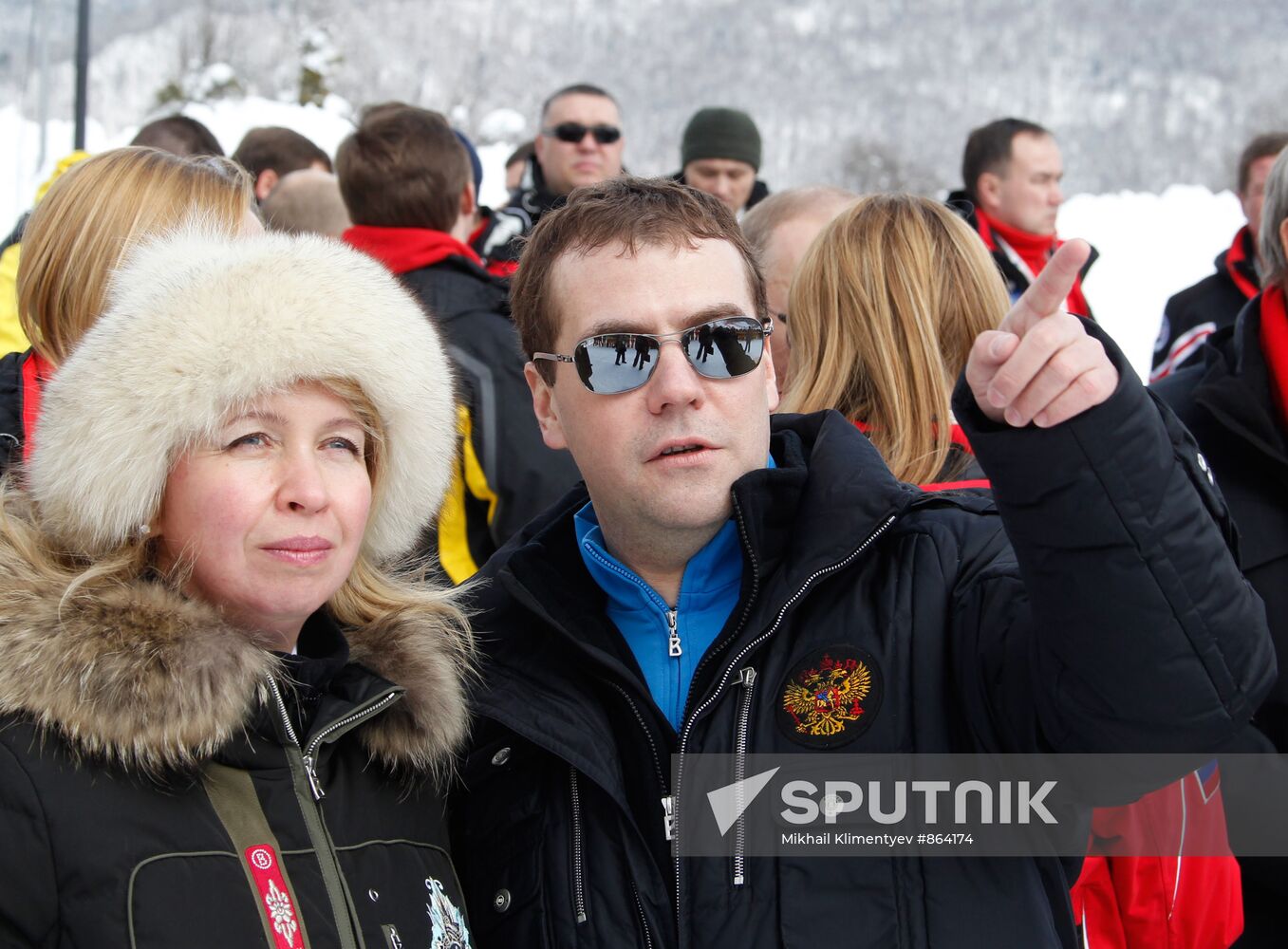 Dmitry Medvedev and Vladimir Putin visit Roza Khutor ski resort