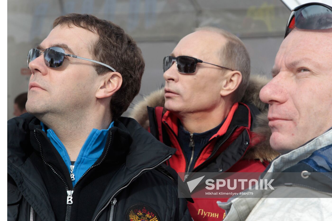 Dmitry Medvedev and Vladimir Putin visit Rosa Khutor ski resort
