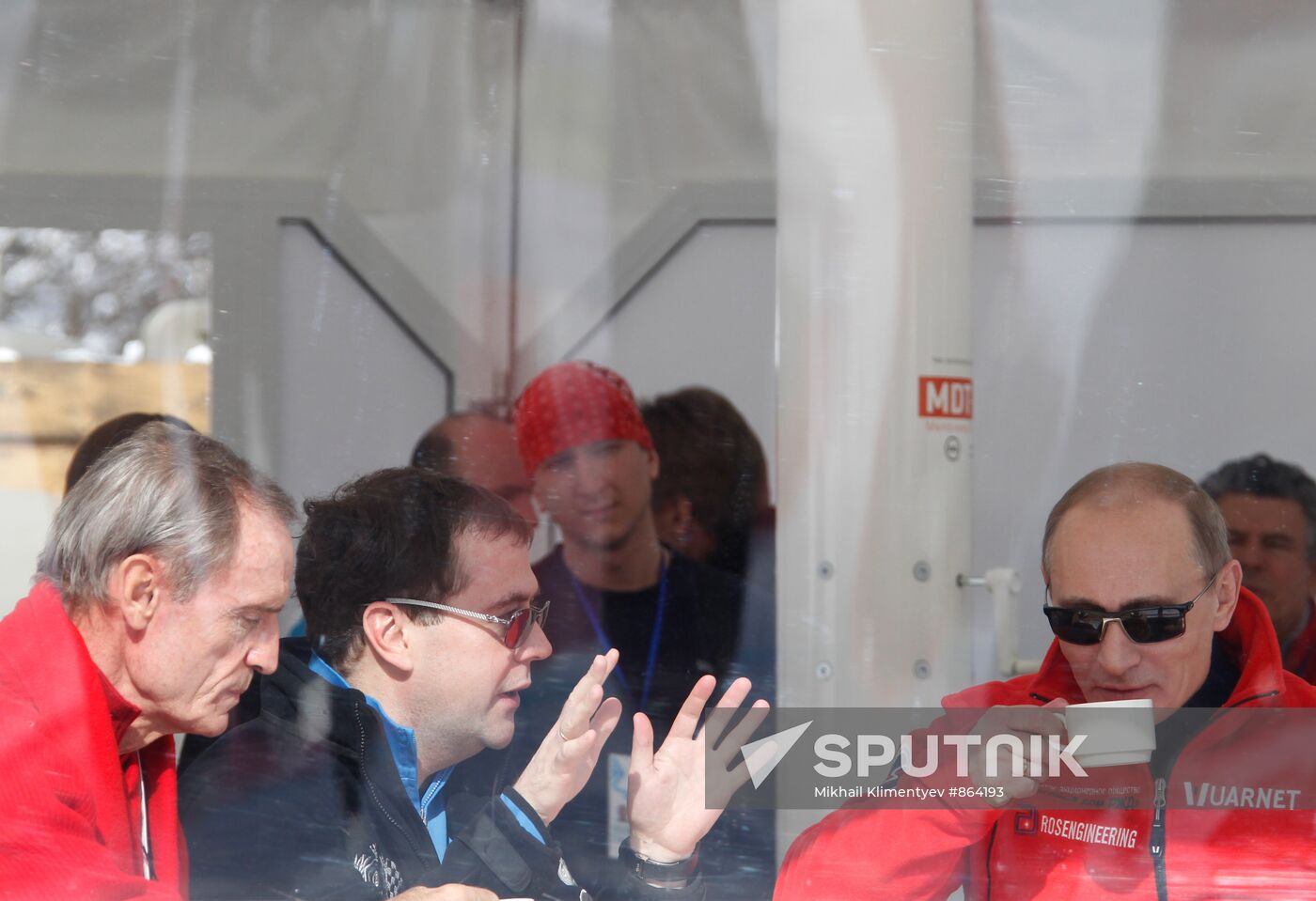 Dmitry Medvedev and Vladimir Putin visit Rosa Khutor ski resort