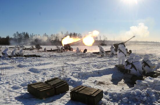 Range practice by 200th artillery brigade