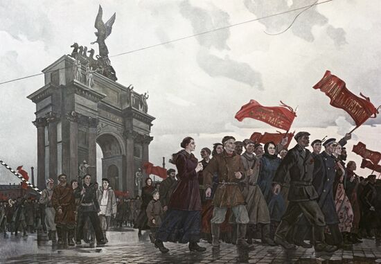 Painting "October slogans of peace at the Narva Gate"