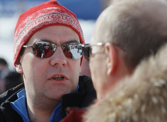 Dmitry Medvedev, Vladimir Putin visit ski resort Rosa Khutor