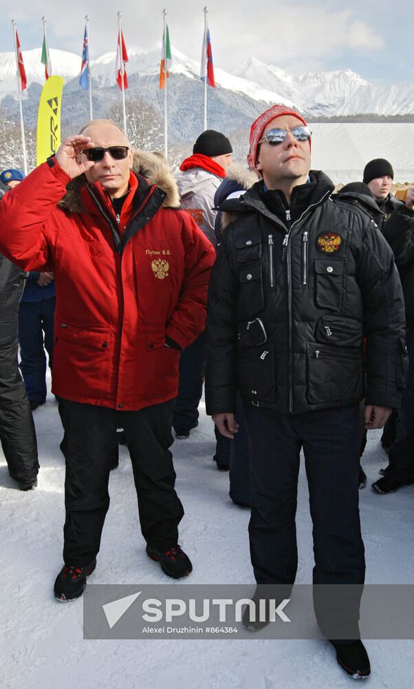 Dmitry Medvedev, Vladimir Putin visit ski resort Rosa Khutor