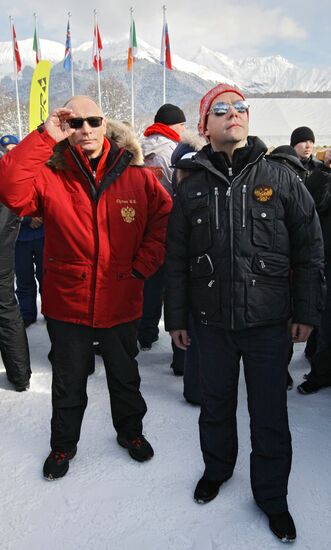 Dmitry Medvedev, Vladimir Putin visit ski resort Rosa Khutor
