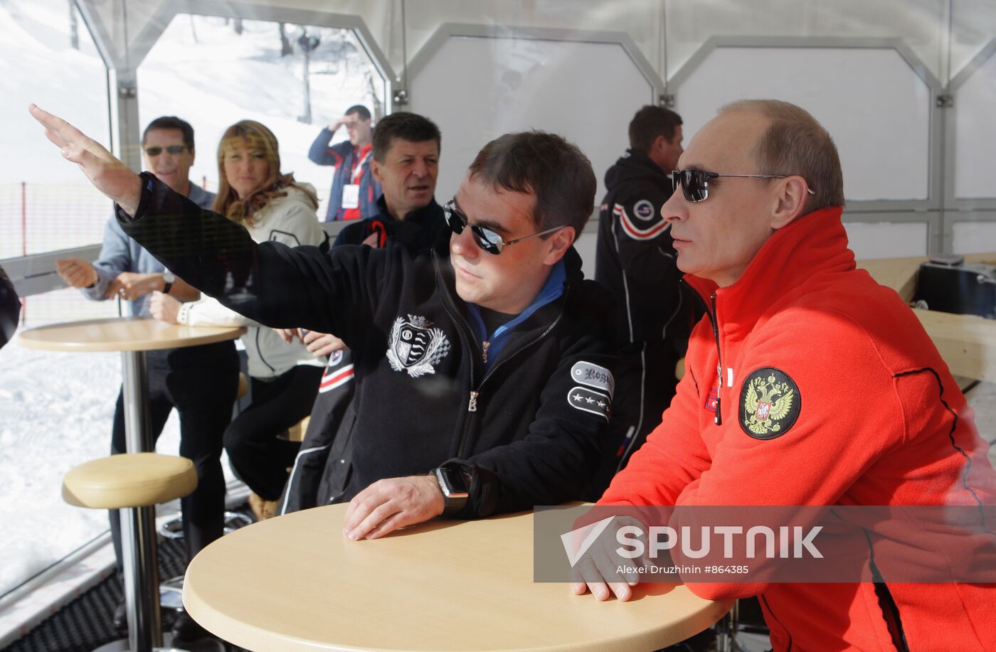 Dmitry Medvedev, Vladimir Putin visit ski resort Rosa Khutor