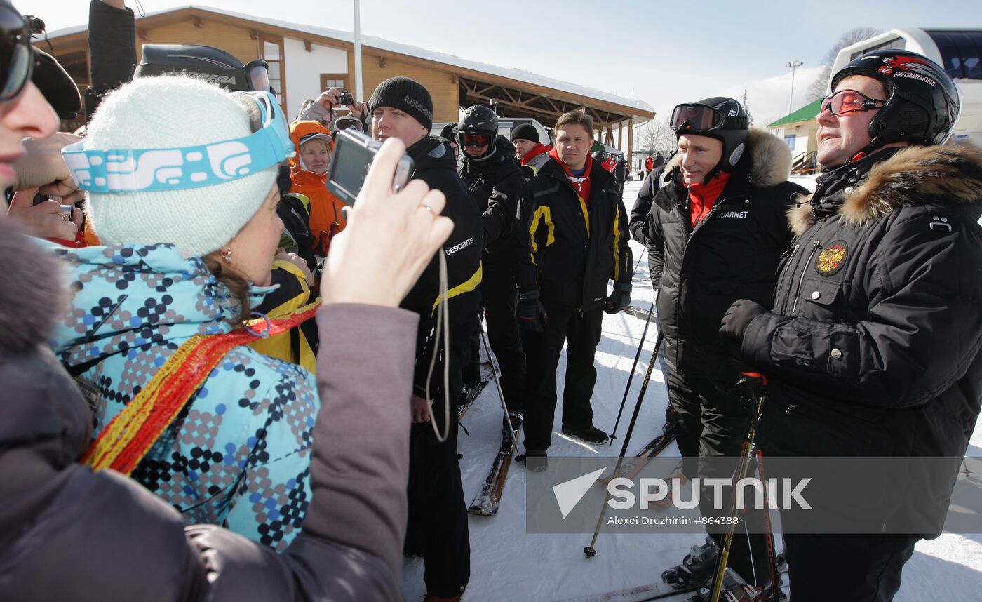 Dmitry Medvedev, Vladimir Putin visit Roza Khutor ski center