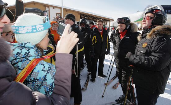 Dmitry Medvedev, Vladimir Putin visit Roza Khutor ski center