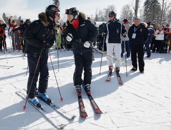 Dmitry Medvedev, Vladimir Putin visit Roza Khutor ski center