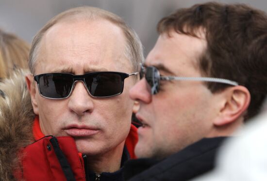 Dmitry Medvedev, Vladimir Putin visit Alpine ski resort