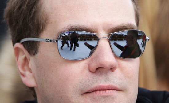 Dmitry Medvedev, Vladimir Putin visit Alpine ski resort