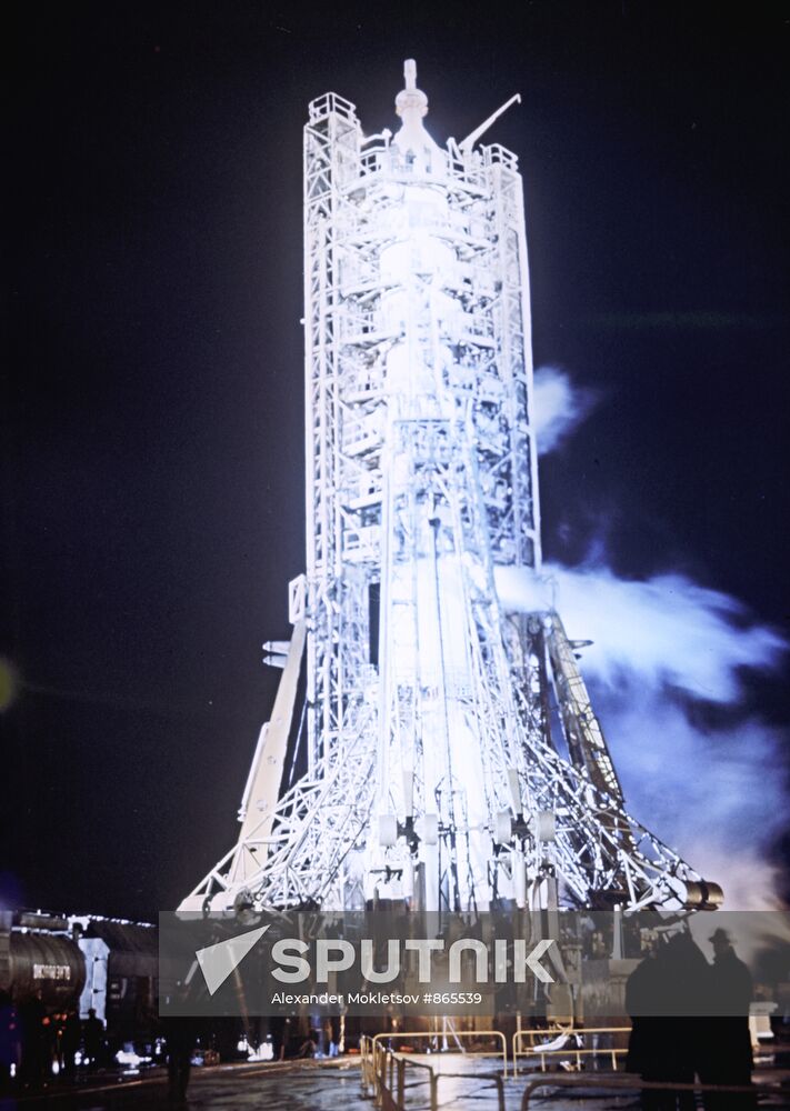 Soyuz carrier rocket on launch pad