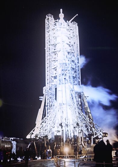 Soyuz carrier rocket on launch pad