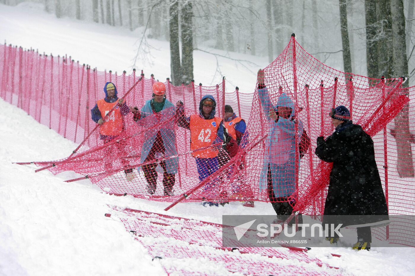 Preparation of slopes at "Rose Farm" ski resort