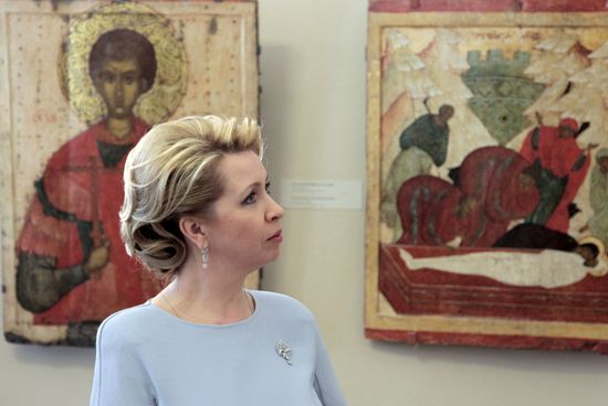 Svetlana Medvedev and Queen Sofía in St Petersburg