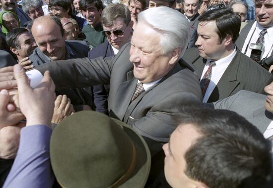 Russian President B. Yeltsin in Nalchik