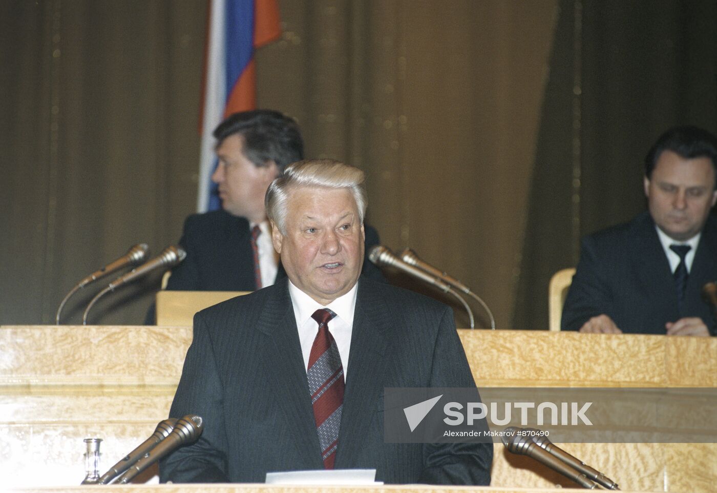 Russian President B. Yeltsin addressing the Federal Assembly