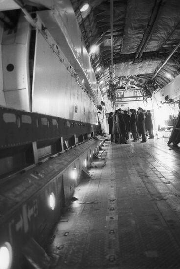 Cargo hold of an Ilyushin Il-76 strategic airlifter