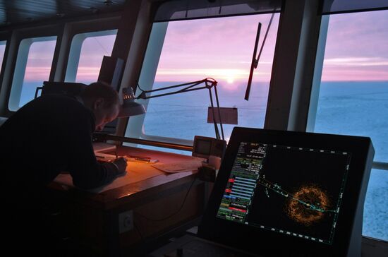Captain bridge of Vaigach nuclear icebreaker