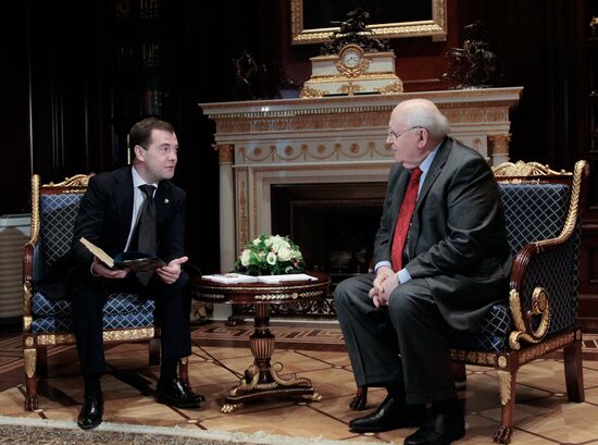Dmitry Medvedev meets with Mikhail Gorbachev