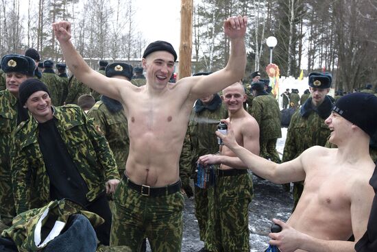 Maslenitsa carnival celebration of interior troops near Minsk