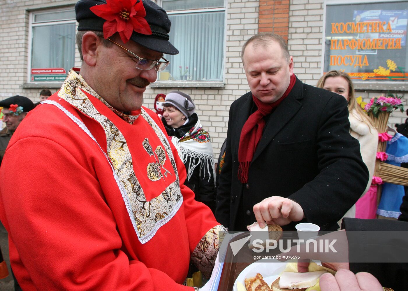 Maslenitsa shrovetide celebrations in town of Gusev