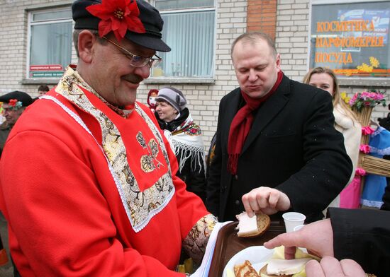 Maslenitsa shrovetide celebrations in town of Gusev