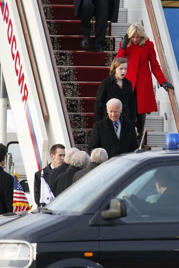 U.S. Vice President Joe Biden arrives in Moscow