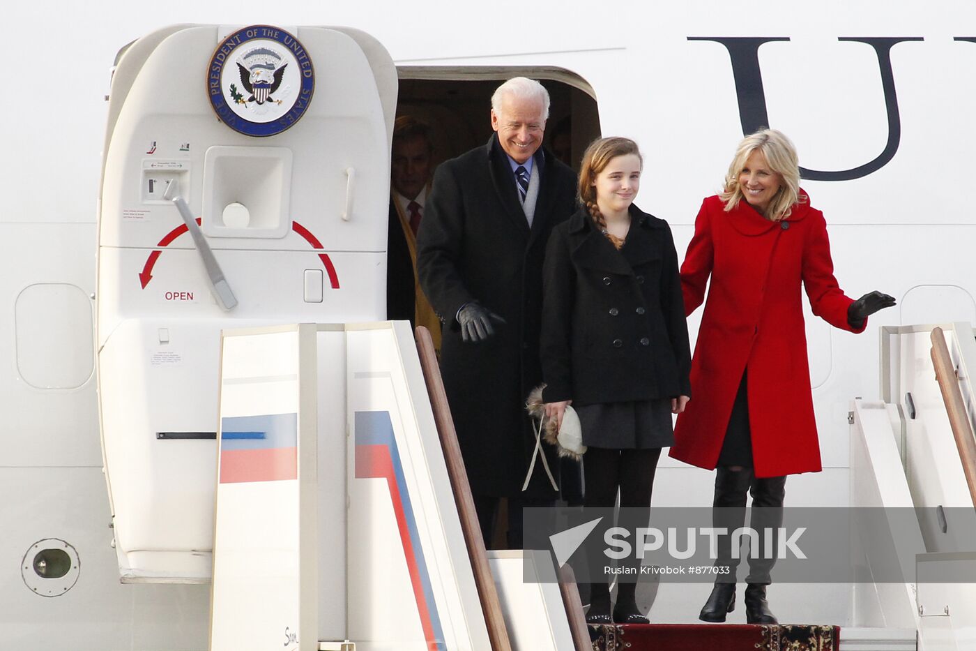 U.S. Vice President Joe Biden arrives in Moscow