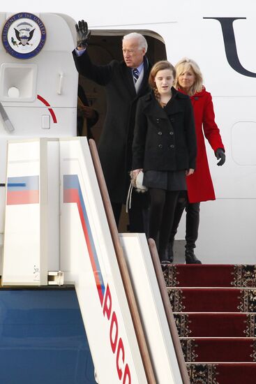 U.S. Vice President Joe Biden arrives in Moscow