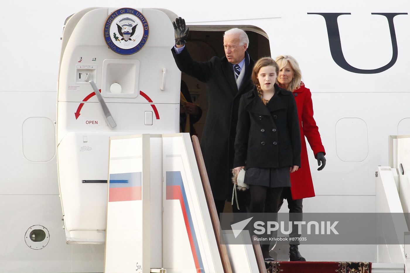 U.S. Vice President Joe Biden arrives in Moscow