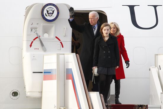 U.S. Vice President Joe Biden arrives in Moscow