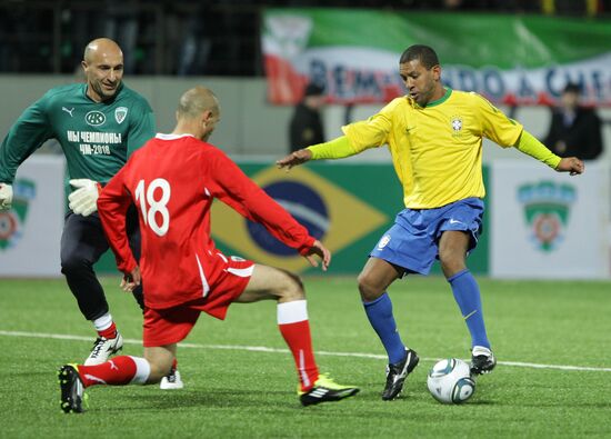 Football match between teams of Brazilian and Ramzan Kadyrov