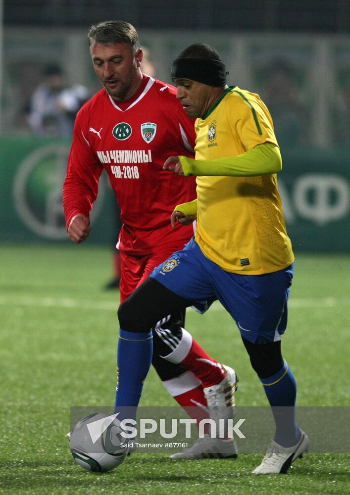 Football match between teams of Brazilian and Ramzan Kadyrov