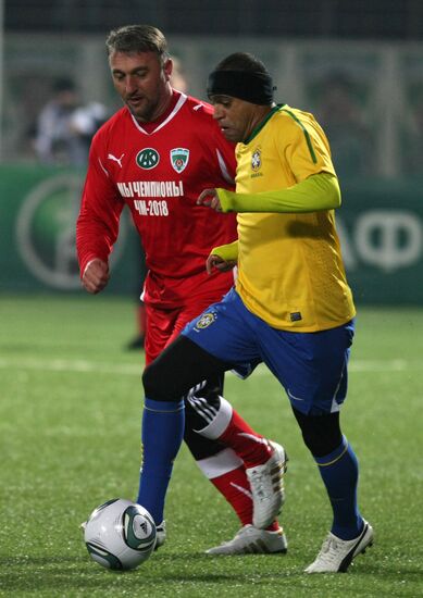 Football match between teams of Brazilian and Ramzan Kadyrov