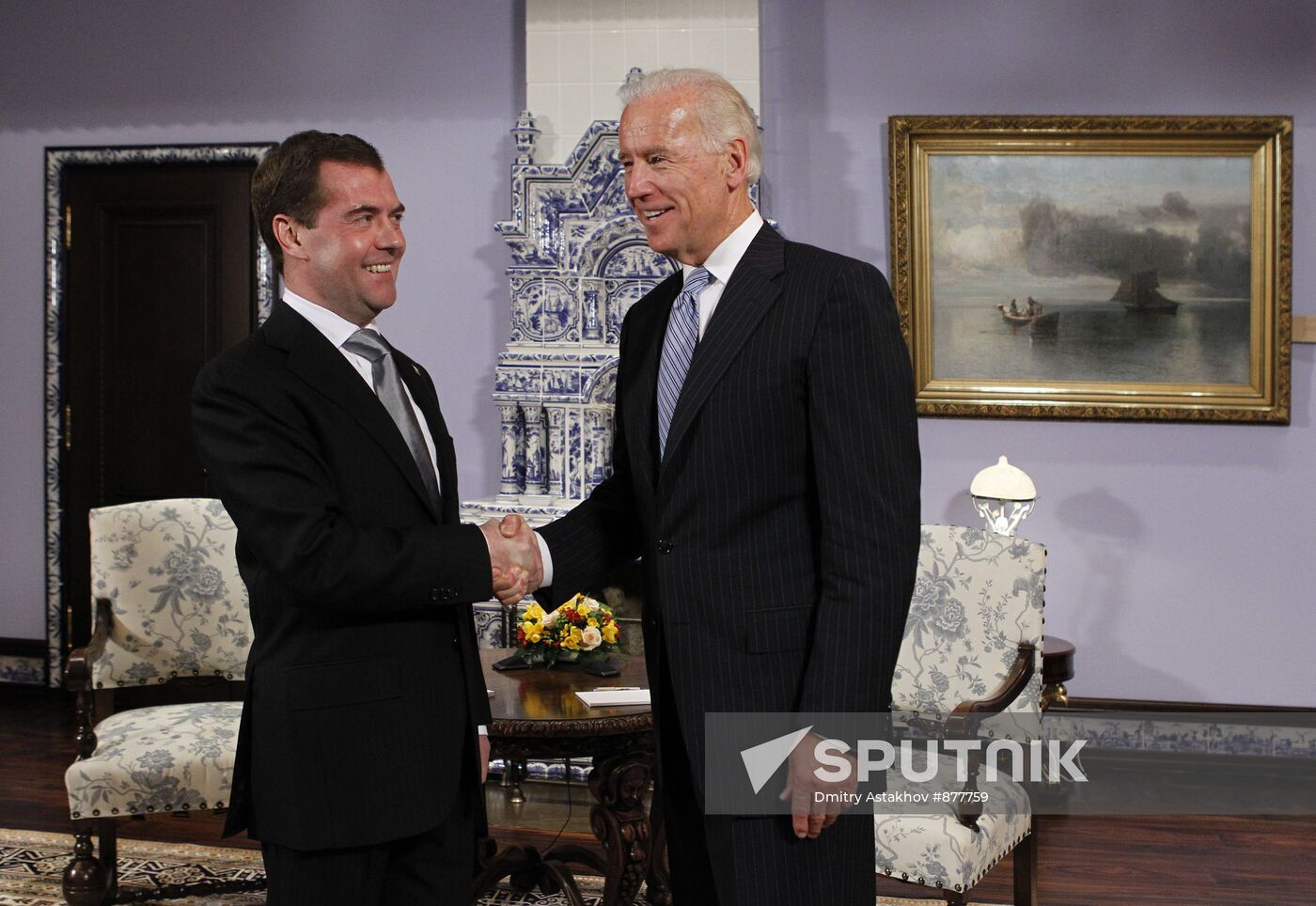 Dmitry Medvedev meets with Joe Biden at Gorki residence