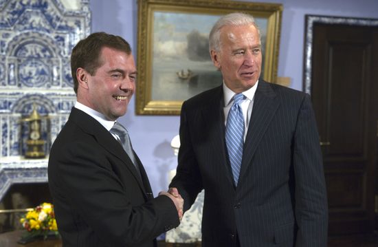 Dmitry Medvedev meets with Joe Biden at Gorki residence