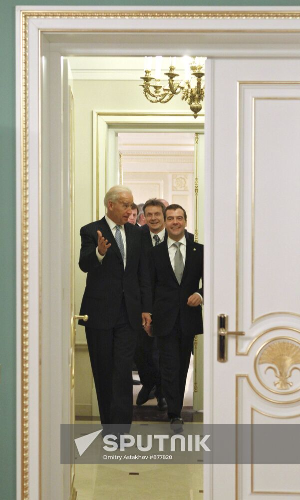 Dmitry Medvedev meets with Joe Biden at Gorki residence