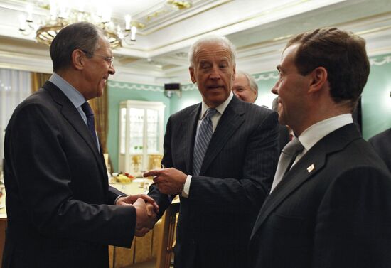 Dmitry Medvedev meets with Joe Biden at Gorki residence