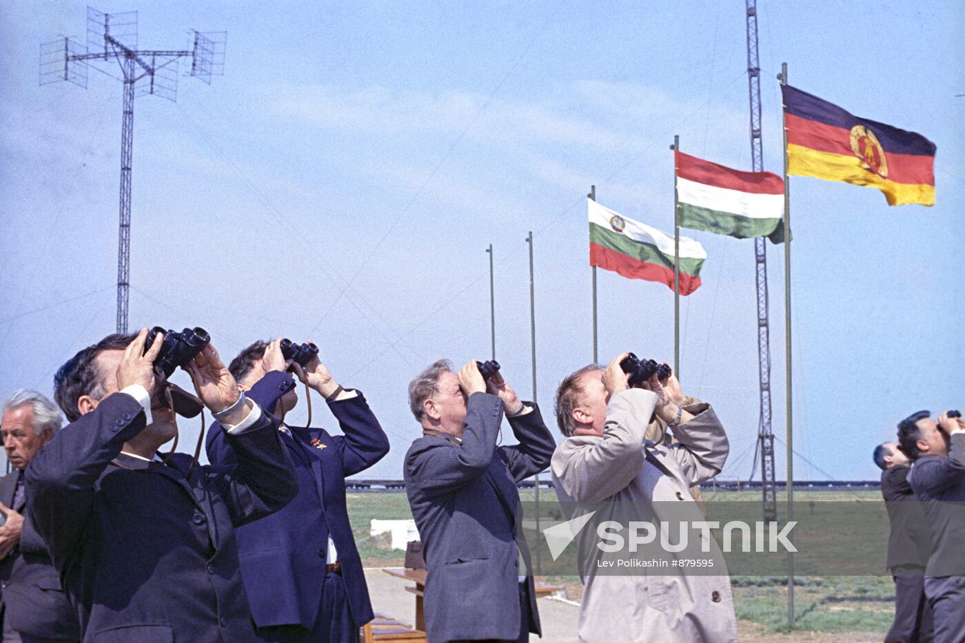 Polish and Soviet specialists watch satellite launch