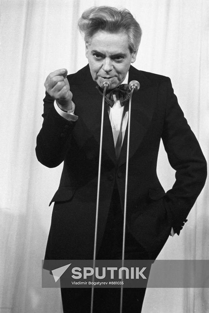 Arkady Raikin performs on stage