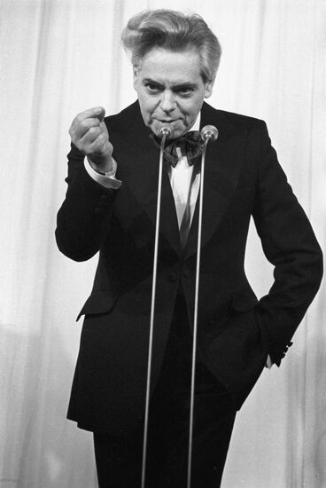 Arkady Raikin performs on stage