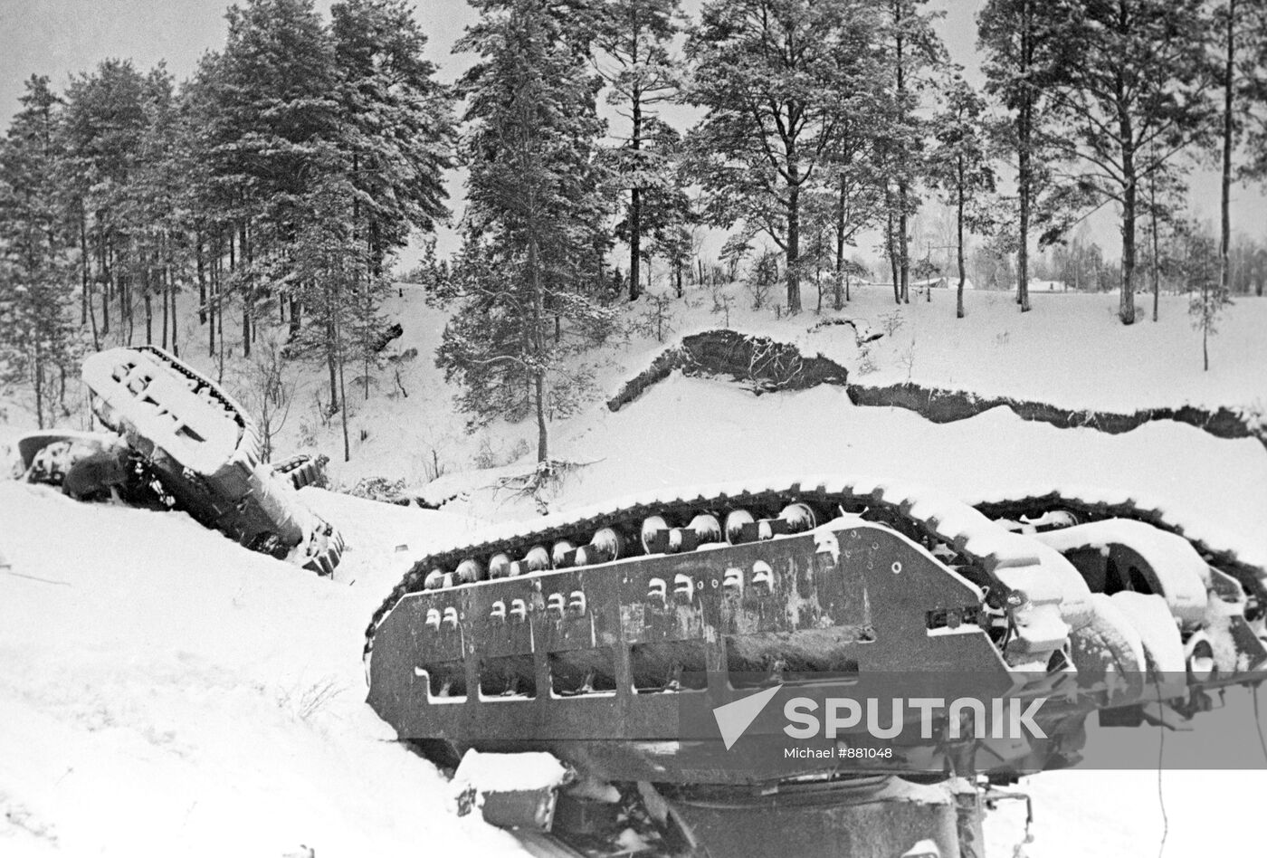 Volokolamsk highway near Moscow after combat